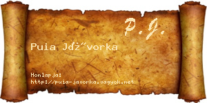 Puia Jávorka névjegykártya